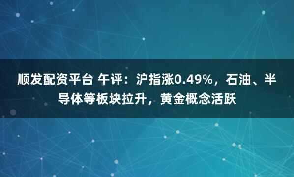 顺发配资平台 午评：沪指涨0.49%，石油、半导体等板块拉升，黄金概念活跃